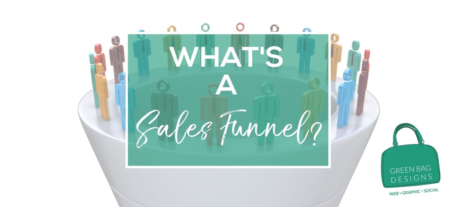 What's a sales funnel Hero Image in a Green Box with White letters